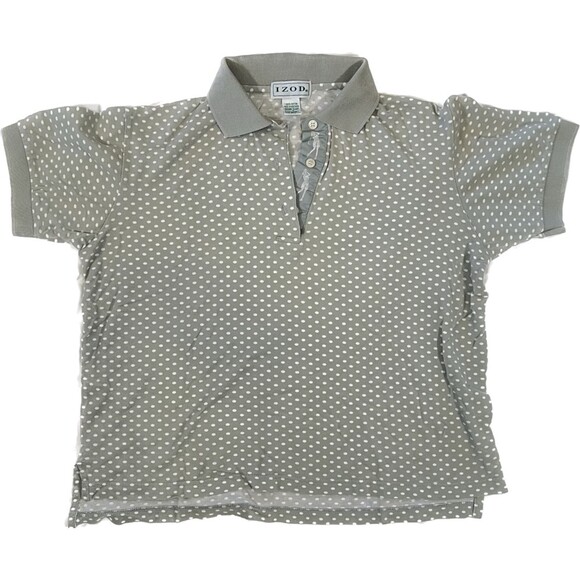 IZOD | Women's Vintage 90s Sage Polka Dot w/ Embroidery Golf Polo | Medium - Picture 1 of 6